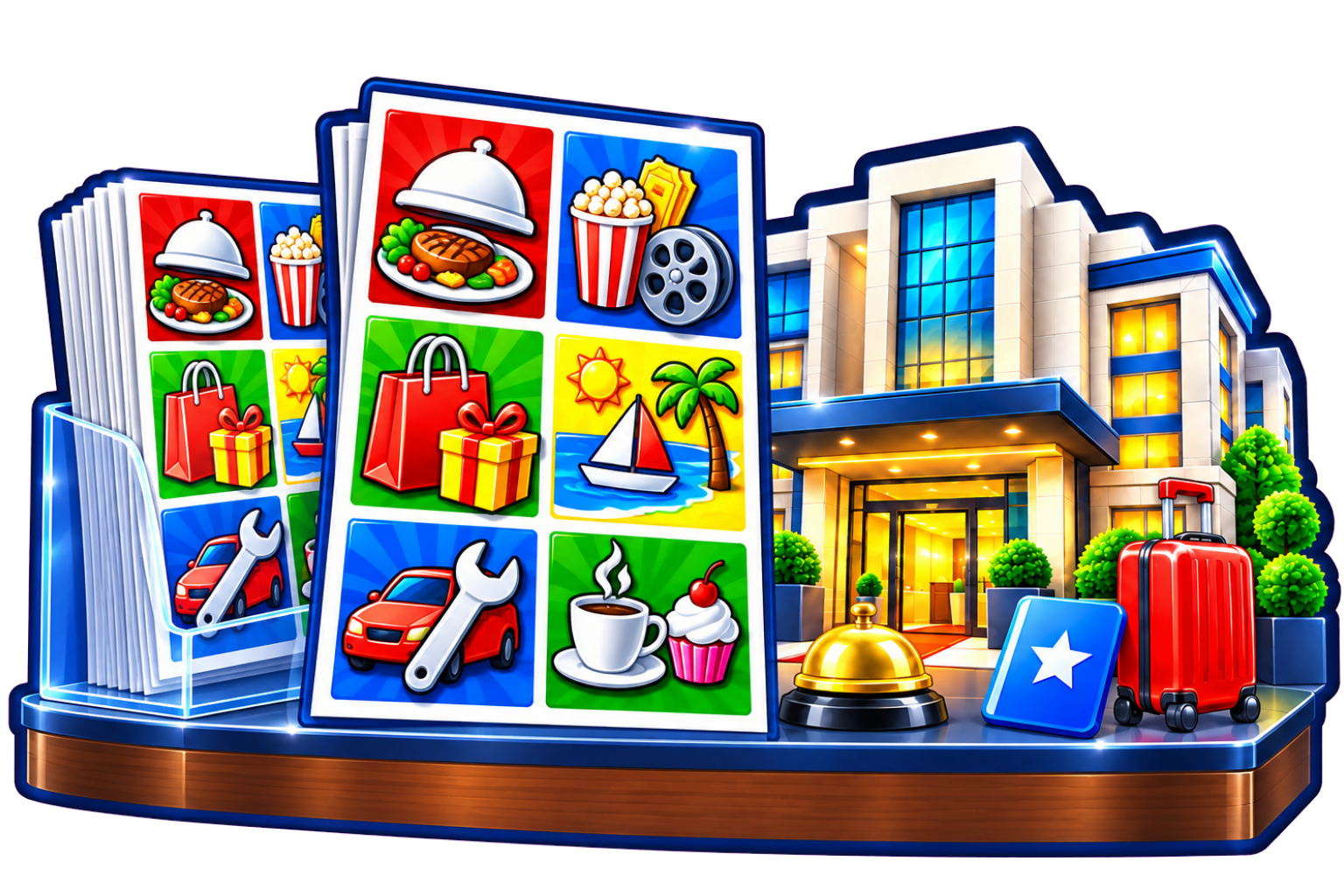 Hotel guest mailer with local restaurant and attraction offers